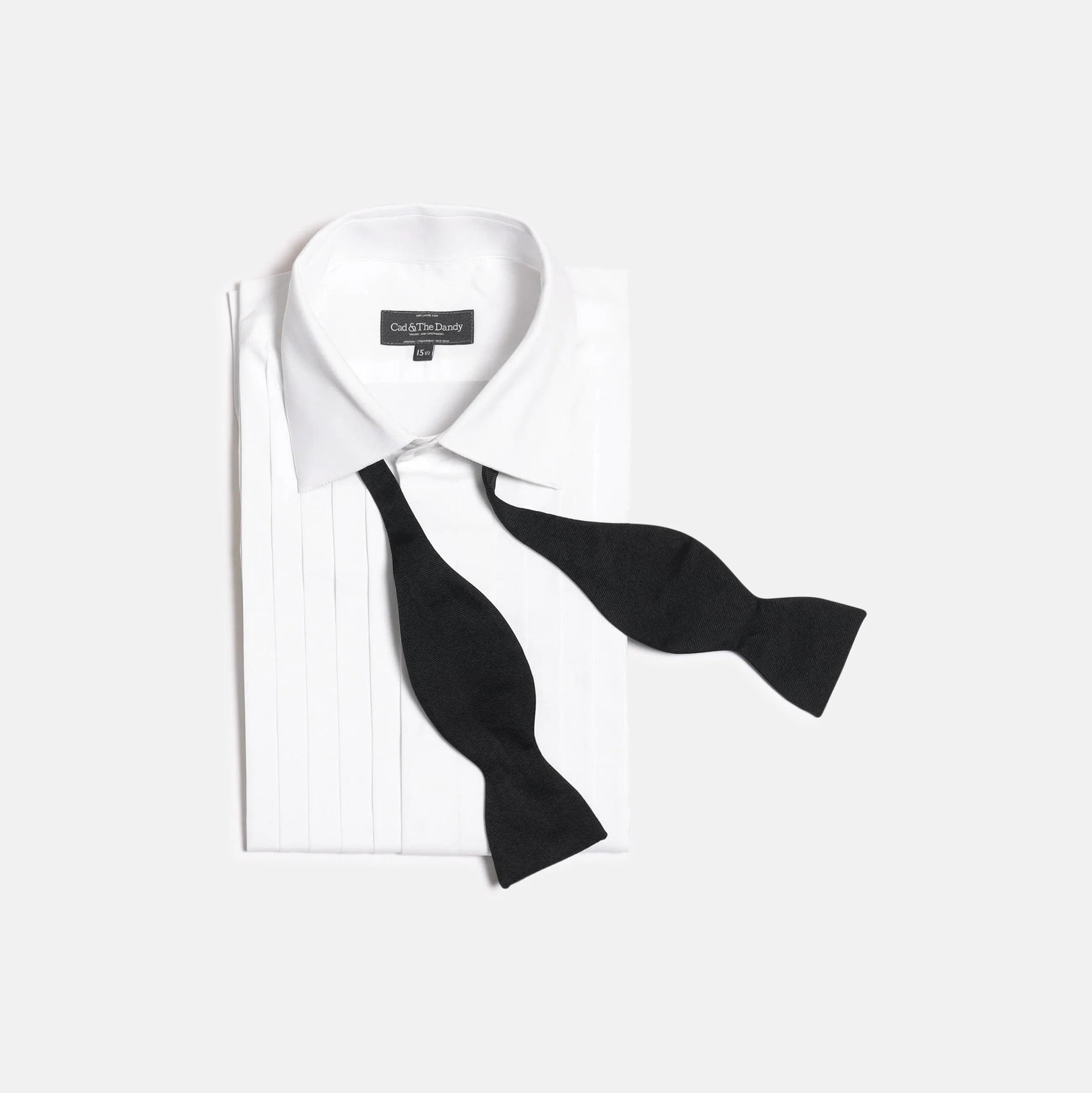 Classic Collar Pleated Dress Shirt in White Poplin – Cad