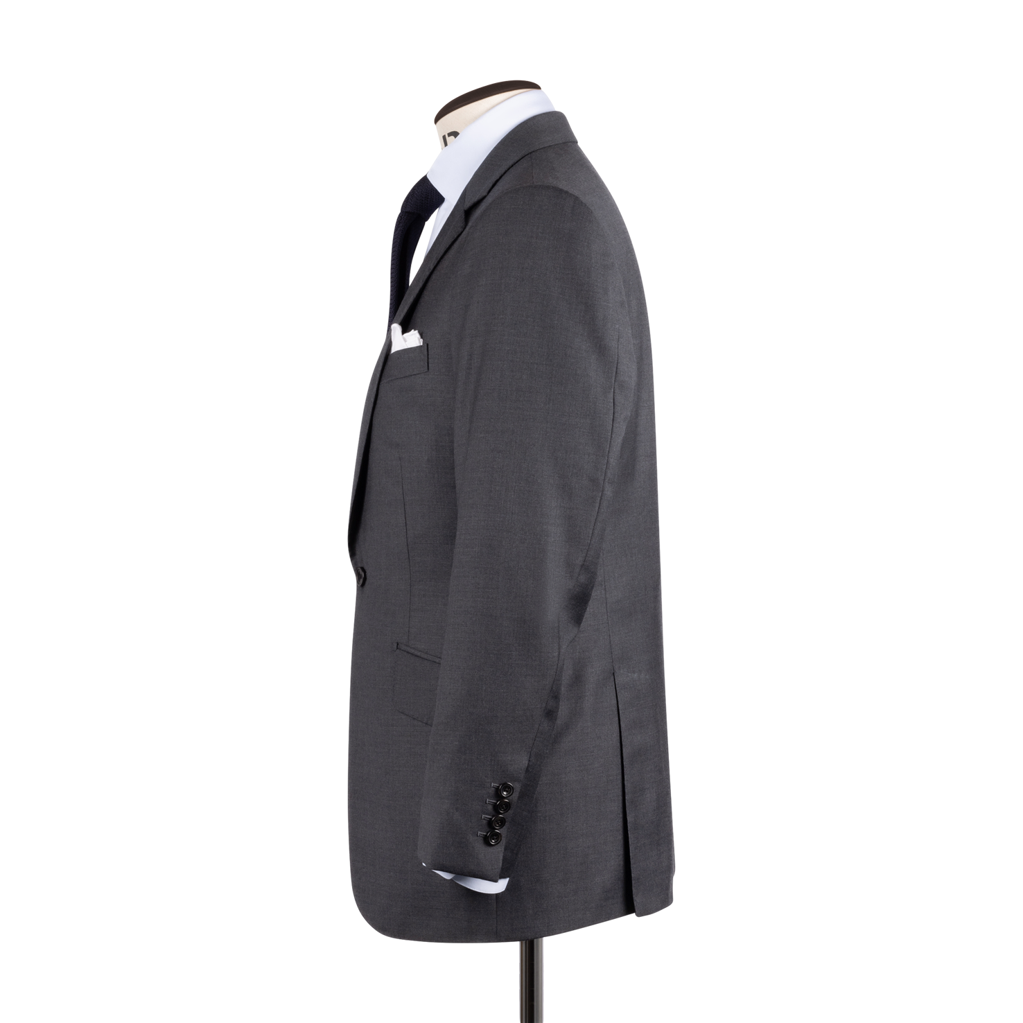 Single Breasted Notch Lapel Suit in Mid Grey Twill Wool – Cad