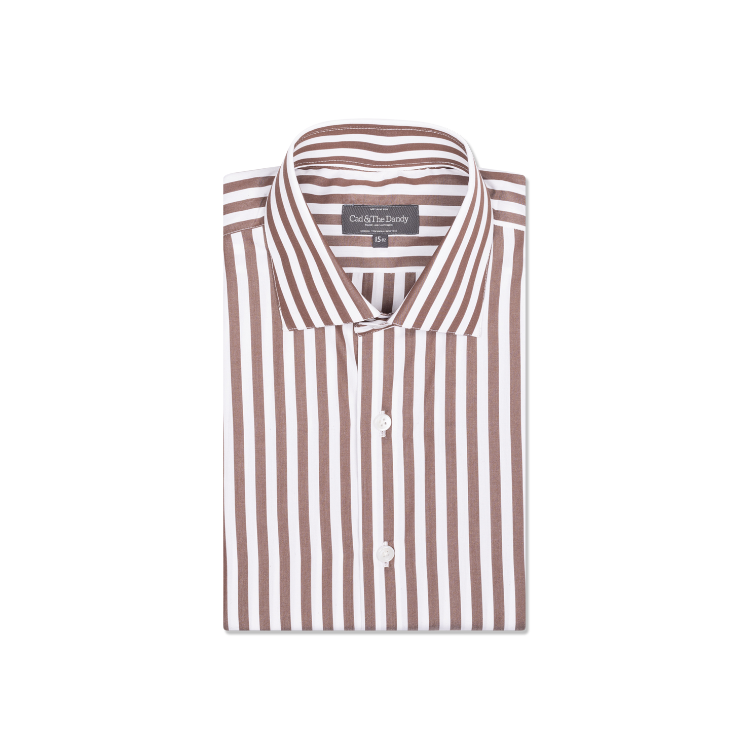 Cutaway Collar Shirt in Brown Stripe Poplin 16.5 Cutaway Collar Shirt in Brown Stripe Poplin 16.5