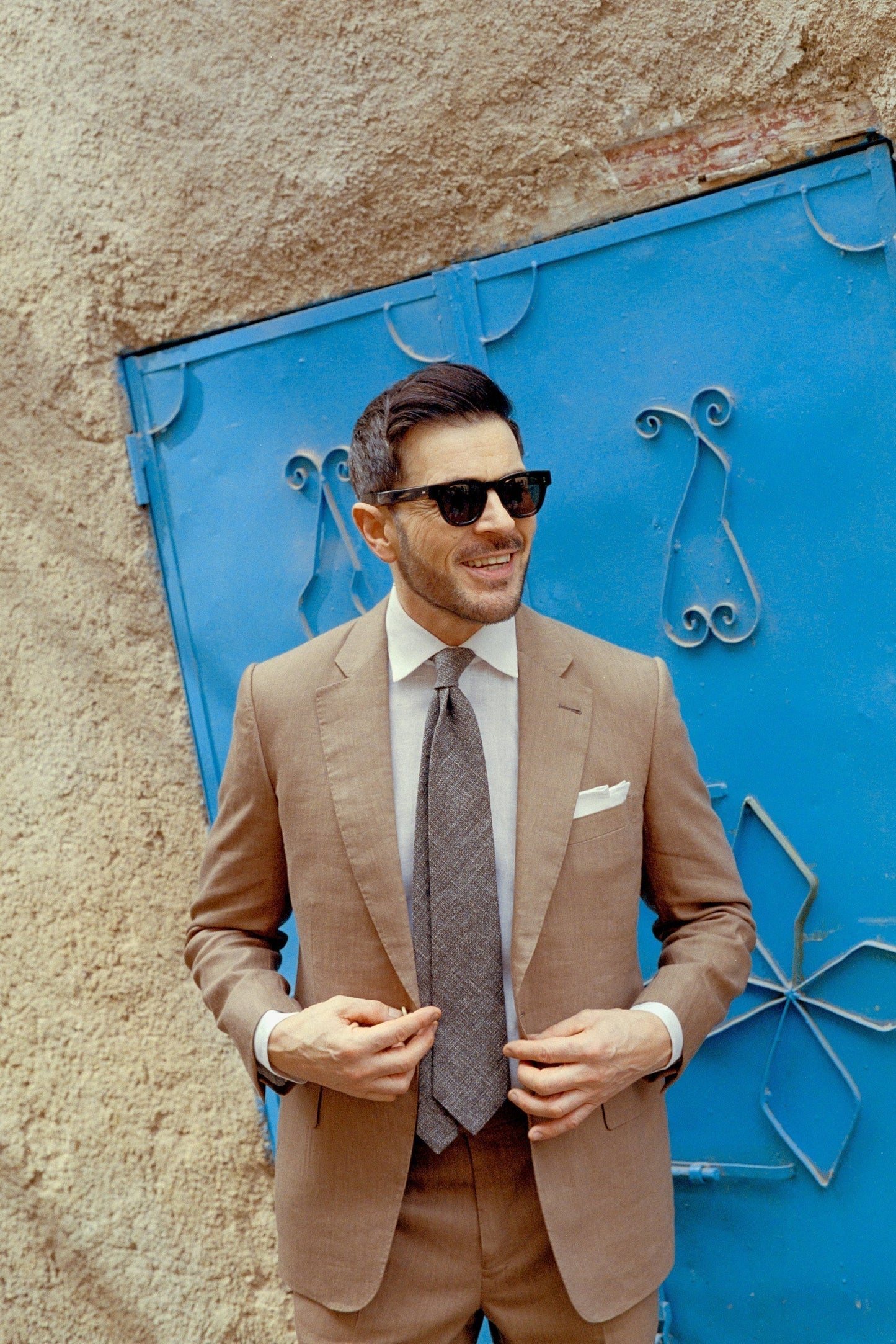 Textured Tie in Brown Wool, Linen & Cotton Textured Tie in Brown Wool, Linen & Cotton