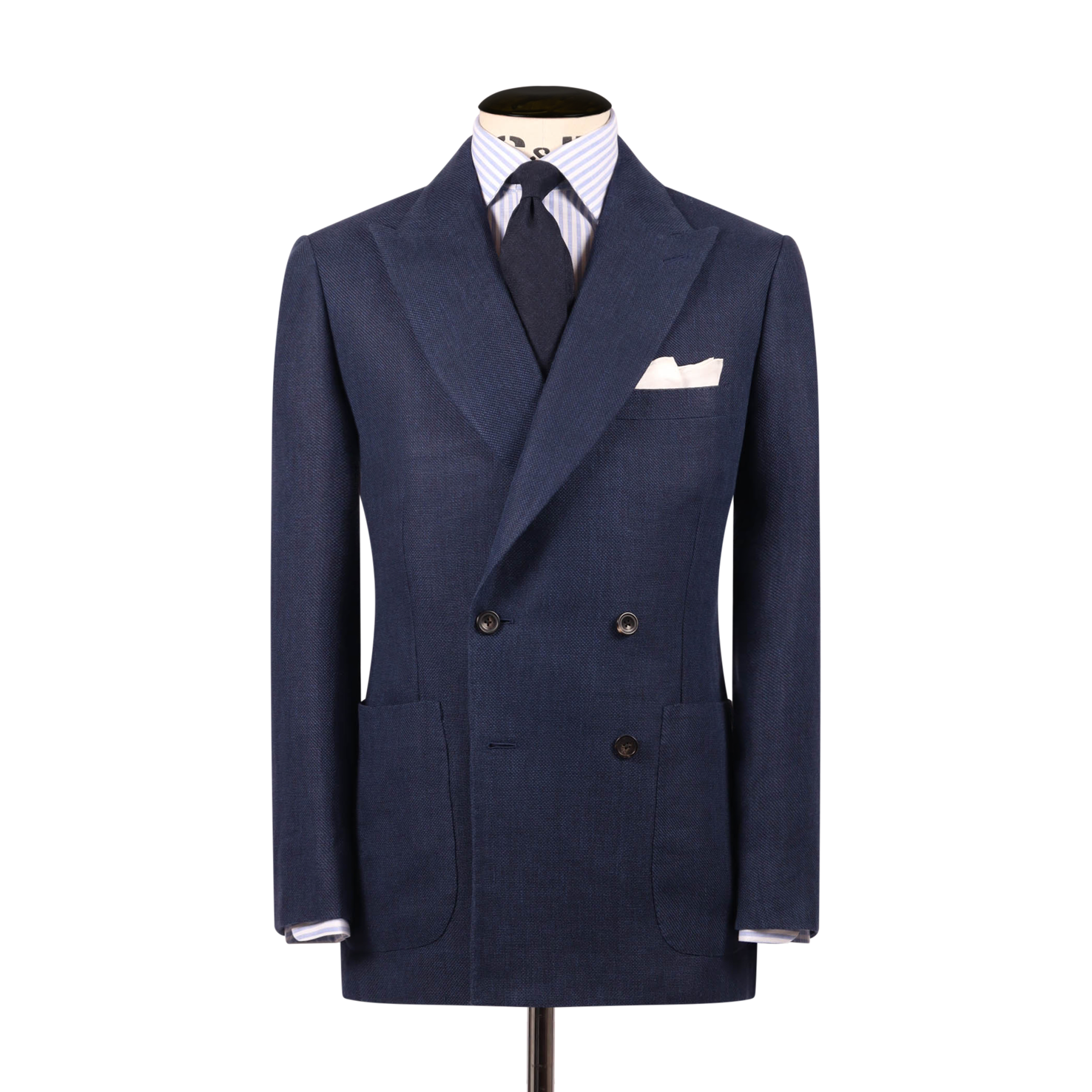 Double Breasted Peak Lapel Jacket in Navy Blue Hopsack – Cad & The