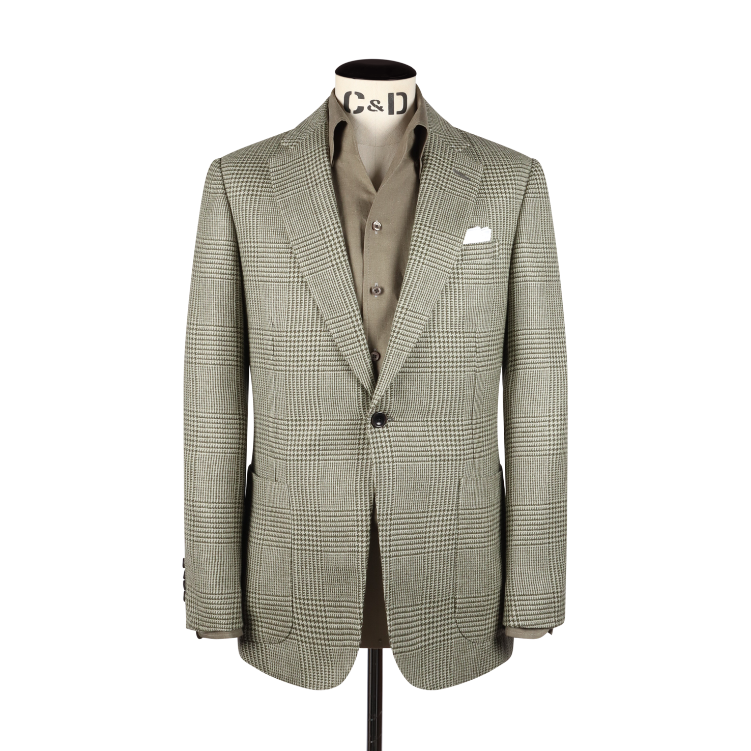 ロージーモンスター glen check no-collar jacket Single Breasted Notch Jacket in Sage Green Glen Check – Cad & The