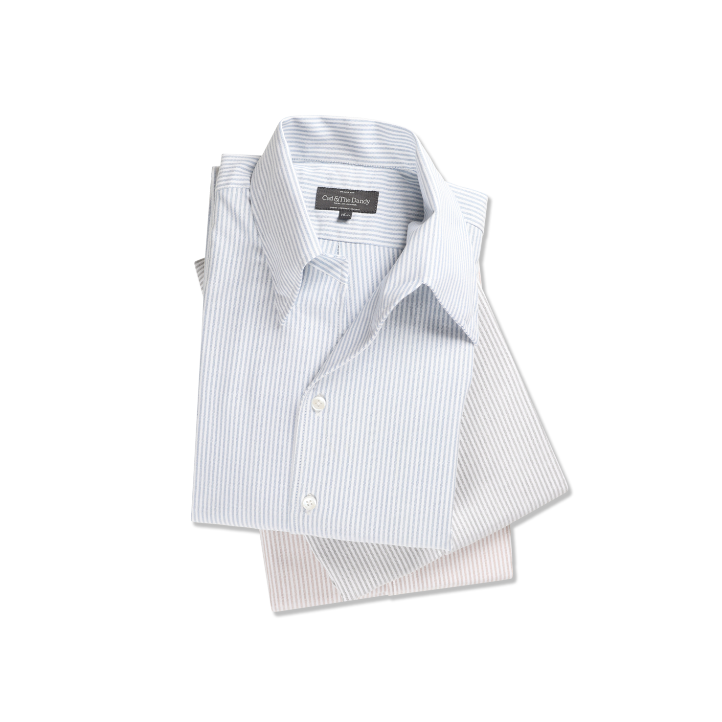 One Piece Collar Shirt in Blue Stripe Oxford 15.5