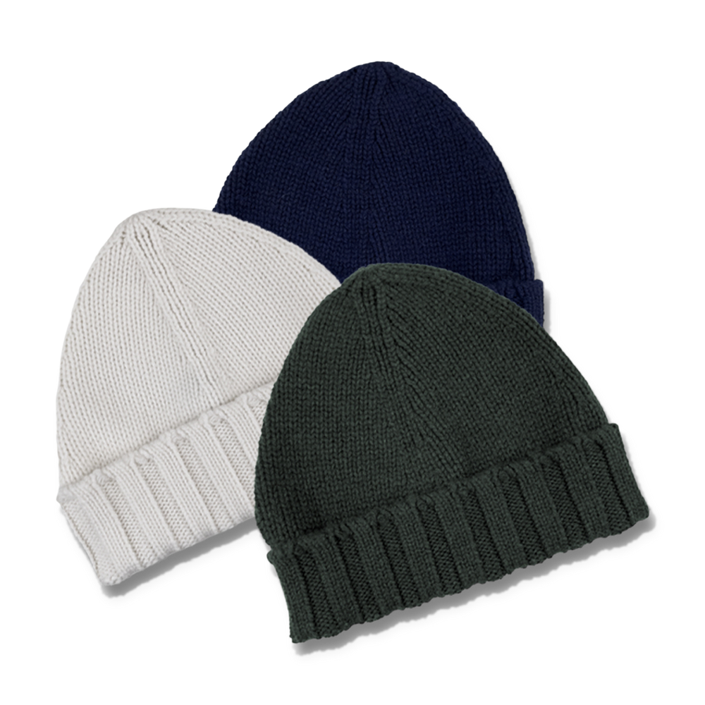 
                  
                    Knitted Pure Cashmere Beanie in Marine Blue
                  
                