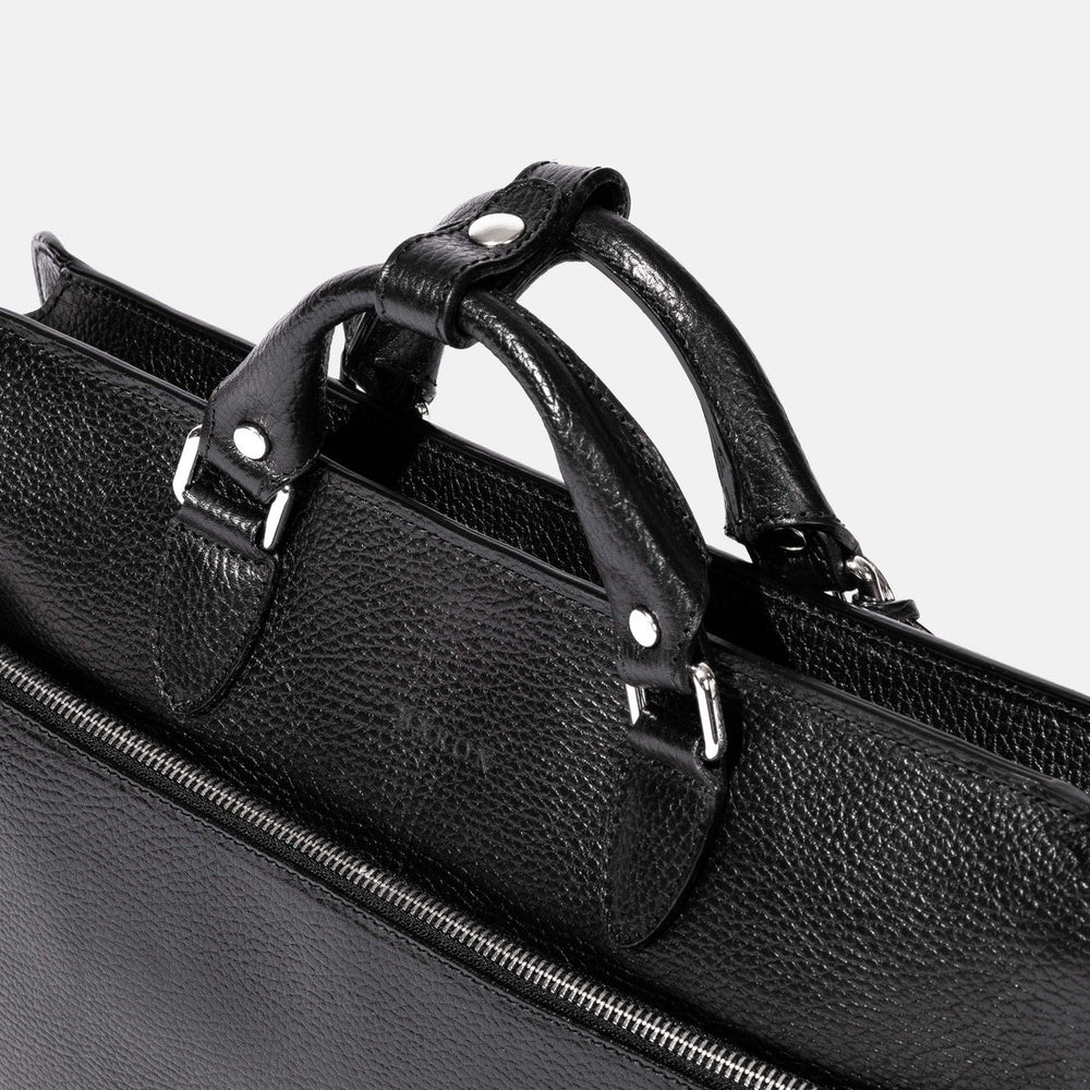 
                  
                    Zip Briefcase in Black Grain Leather
                  
                