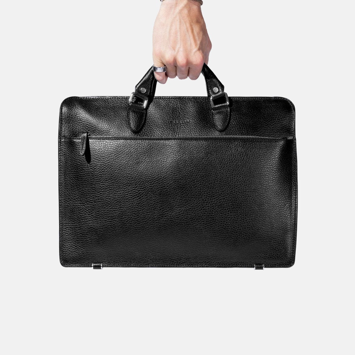
                  
                    Zip Briefcase in Black Grain Leather
                  
                