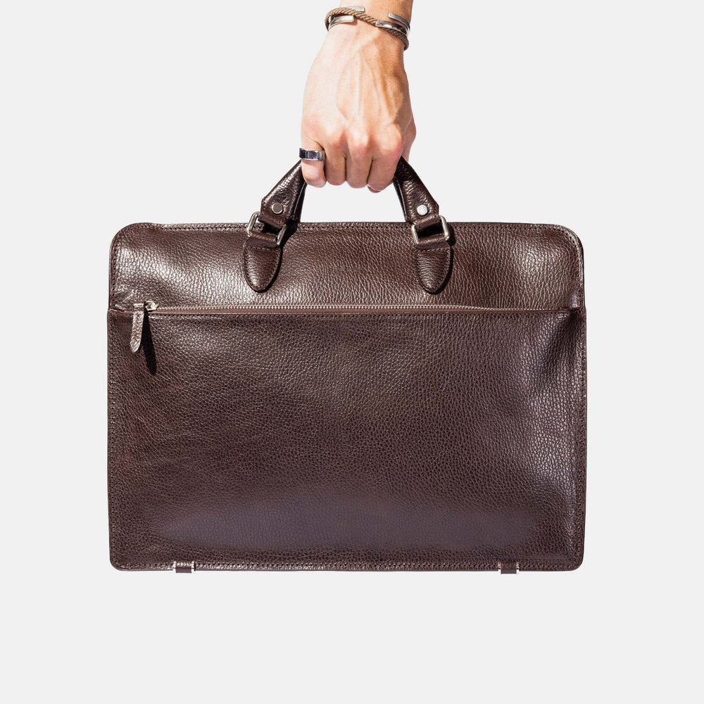 
                  
                    Zip Briefcase in Brown Grain Leather
                  
                