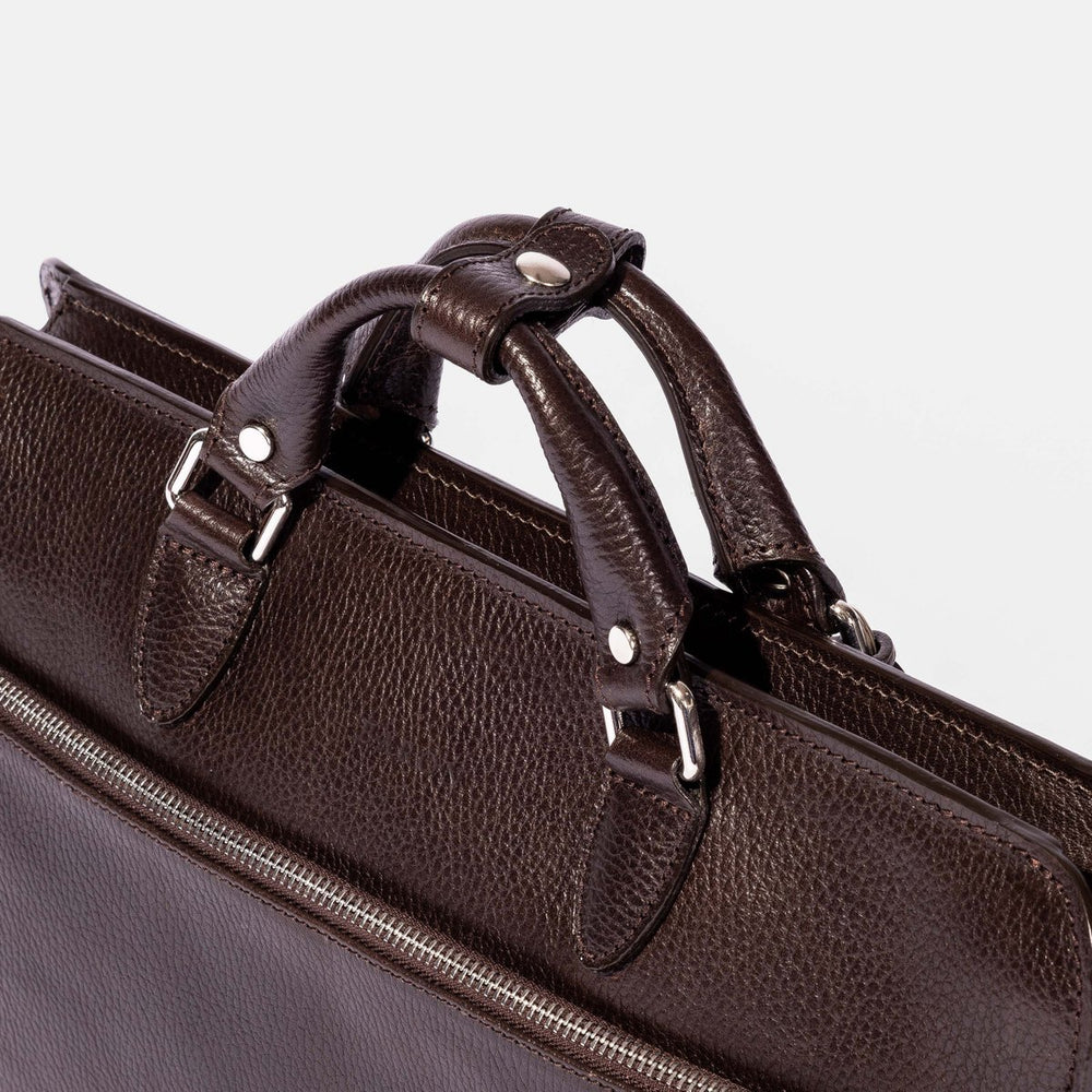
                  
                    Zip Briefcase in Brown Grain Leather
                  
                