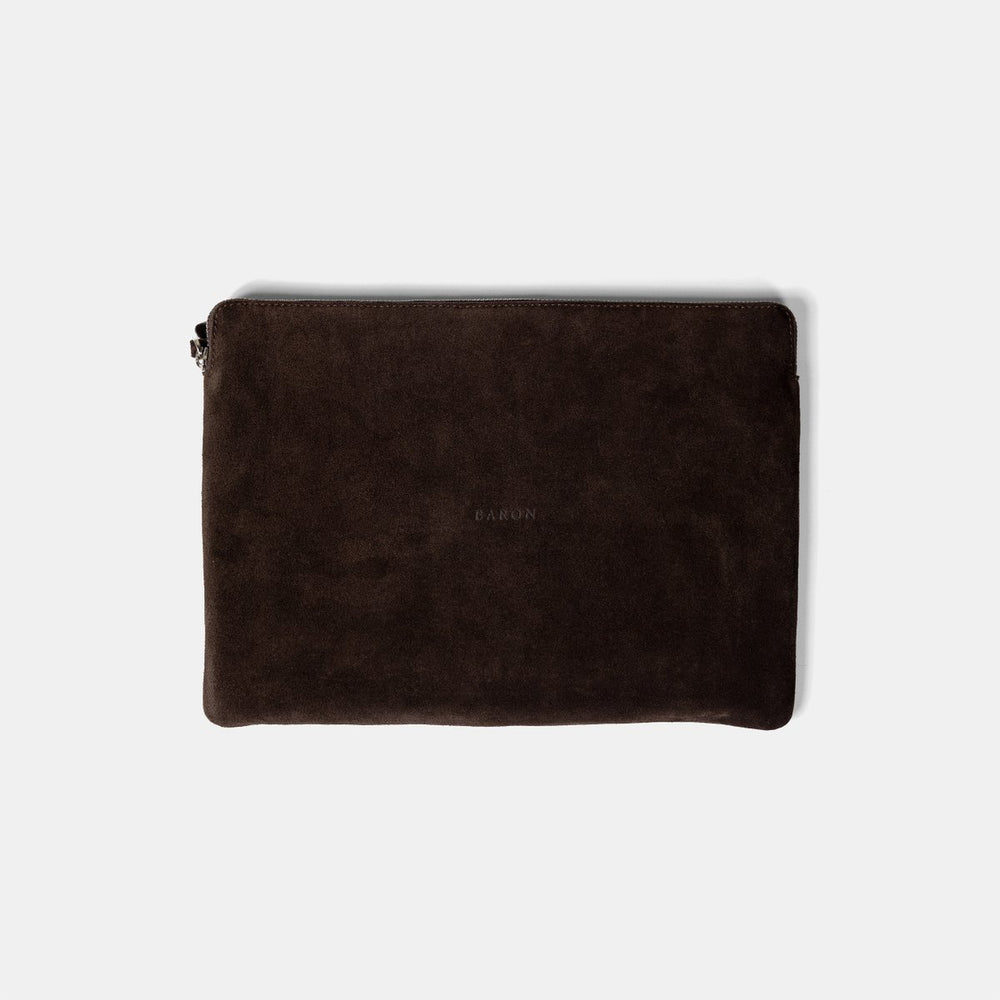 Laptop Sleeve in Chocolate Brown Suede