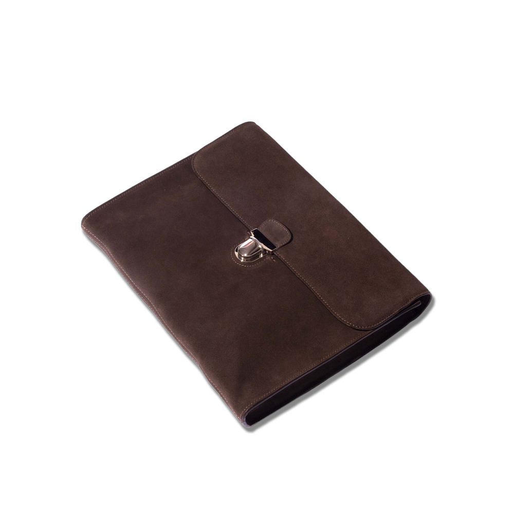 Laptop Portfolio in Brown Suede