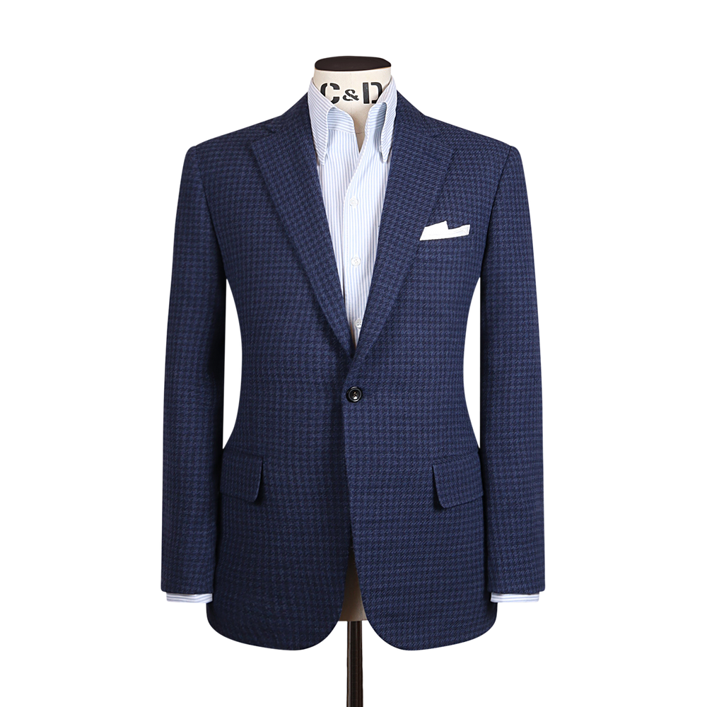Single Breasted Notch Jacket in Navy Houndstooth