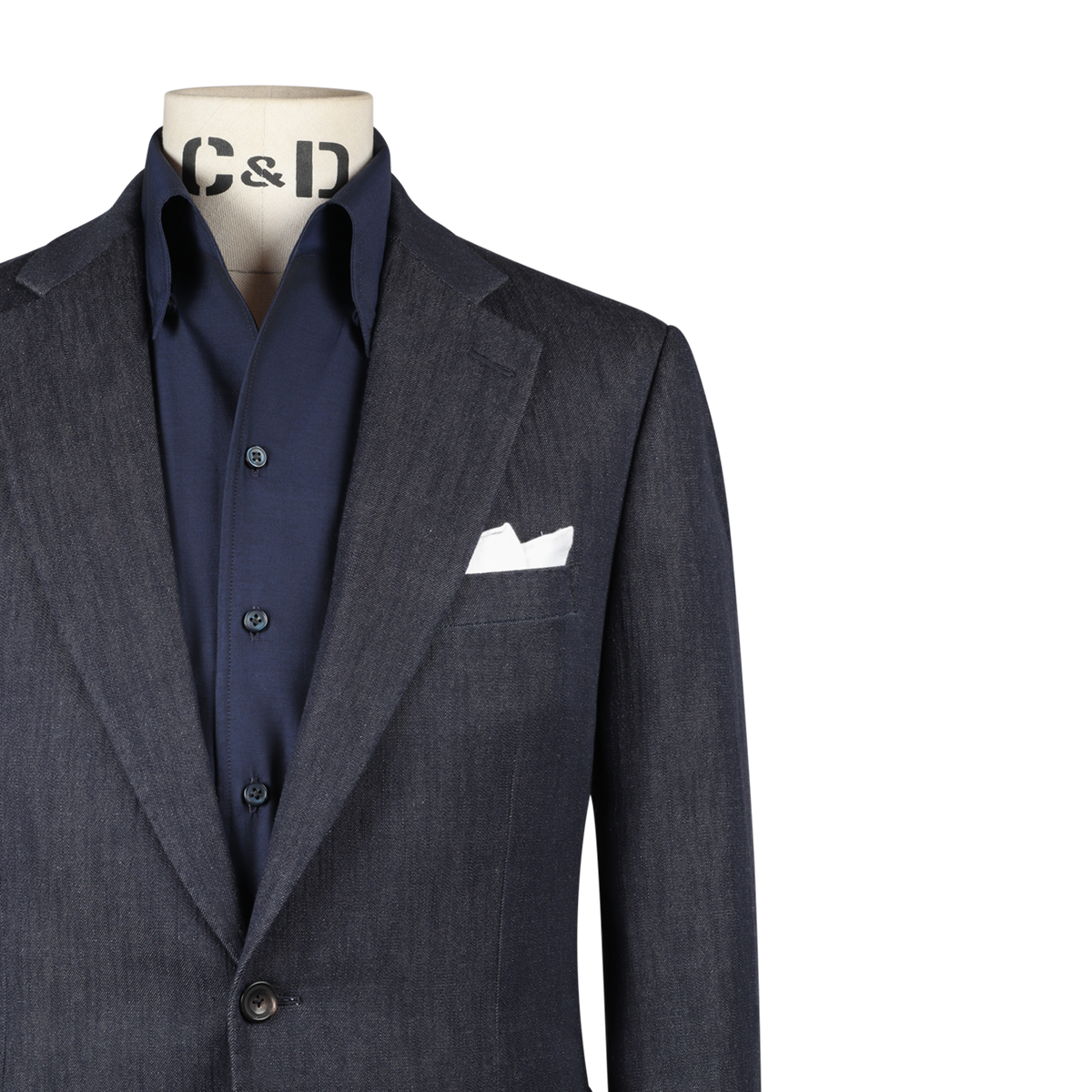 
                  
                    Single Breasted Notch Suit in Cotton Mohair Denim
                  
                