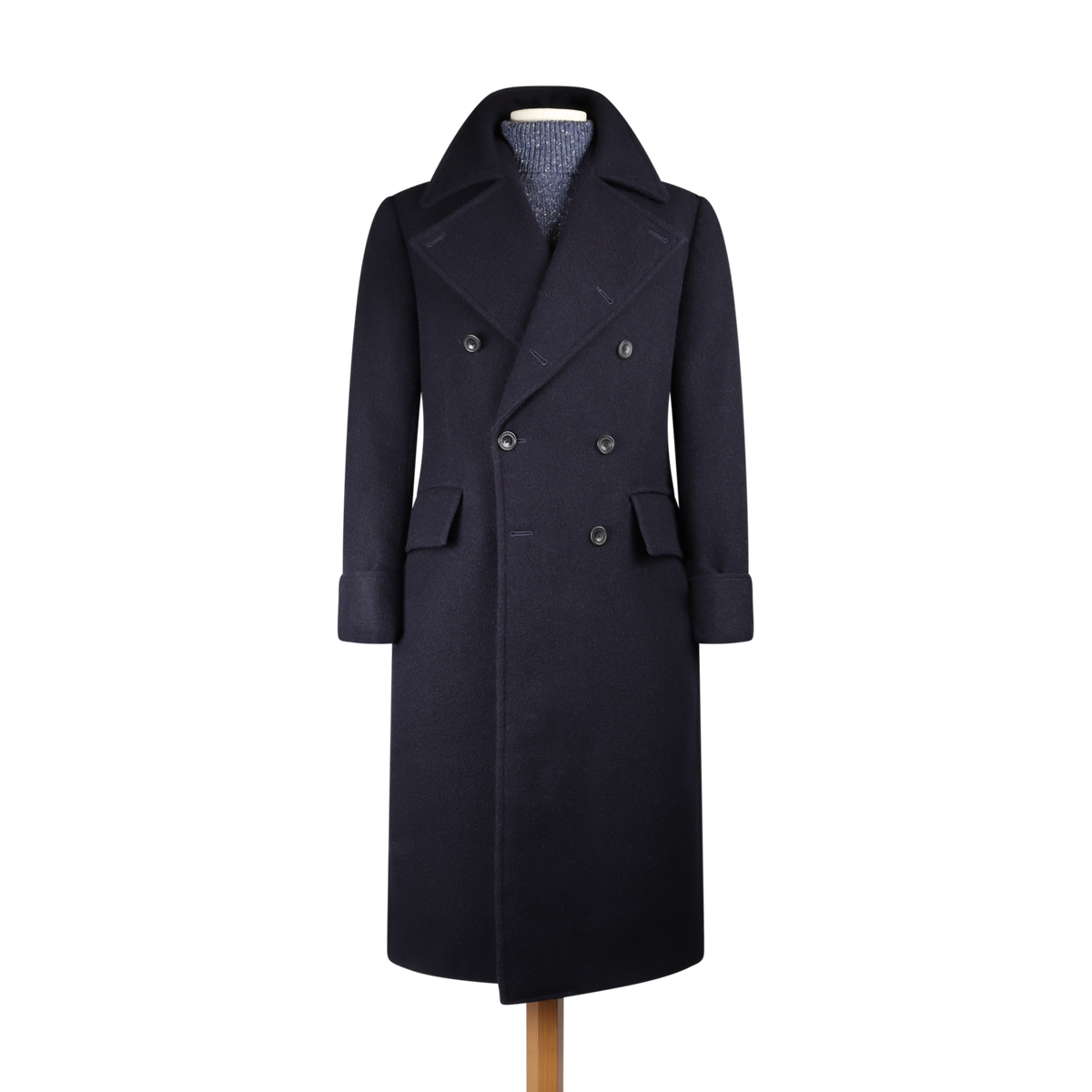 
                  
                    Greatcoat in Navy Brushed Melton
                  
                