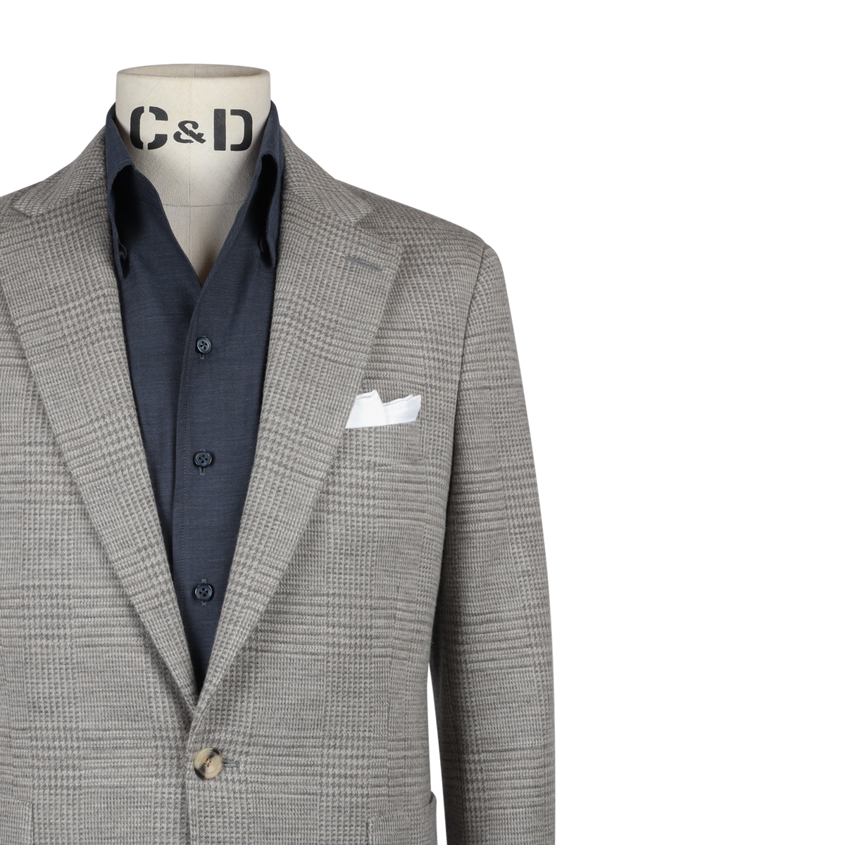 
                  
                    One Piece Collar Shirt in Slate Herringbone
                  
                
