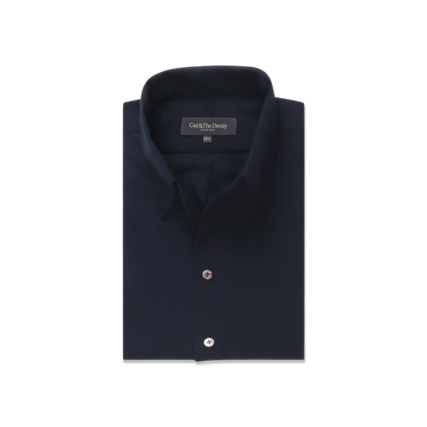 One Piece Collar Shirt in Deep Navy Flannel