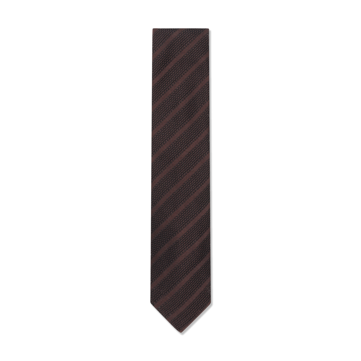 
                  
                    Unlined Grenadine Tie in Brown Shadow Stripe
                  
                