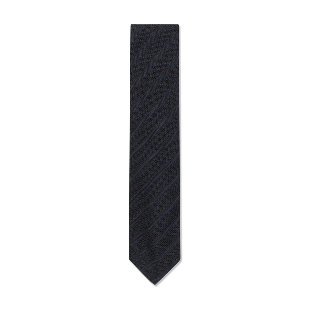 
                  
                    Unlined Grenadine Tie in Navy Shadow Stripe
                  
                