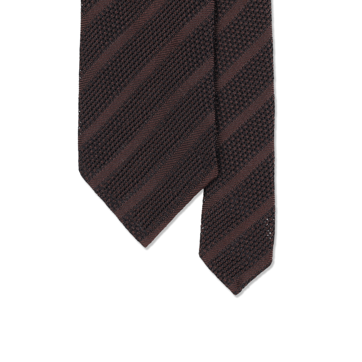 
                  
                    Unlined Grenadine Tie in Brown Shadow Stripe
                  
                