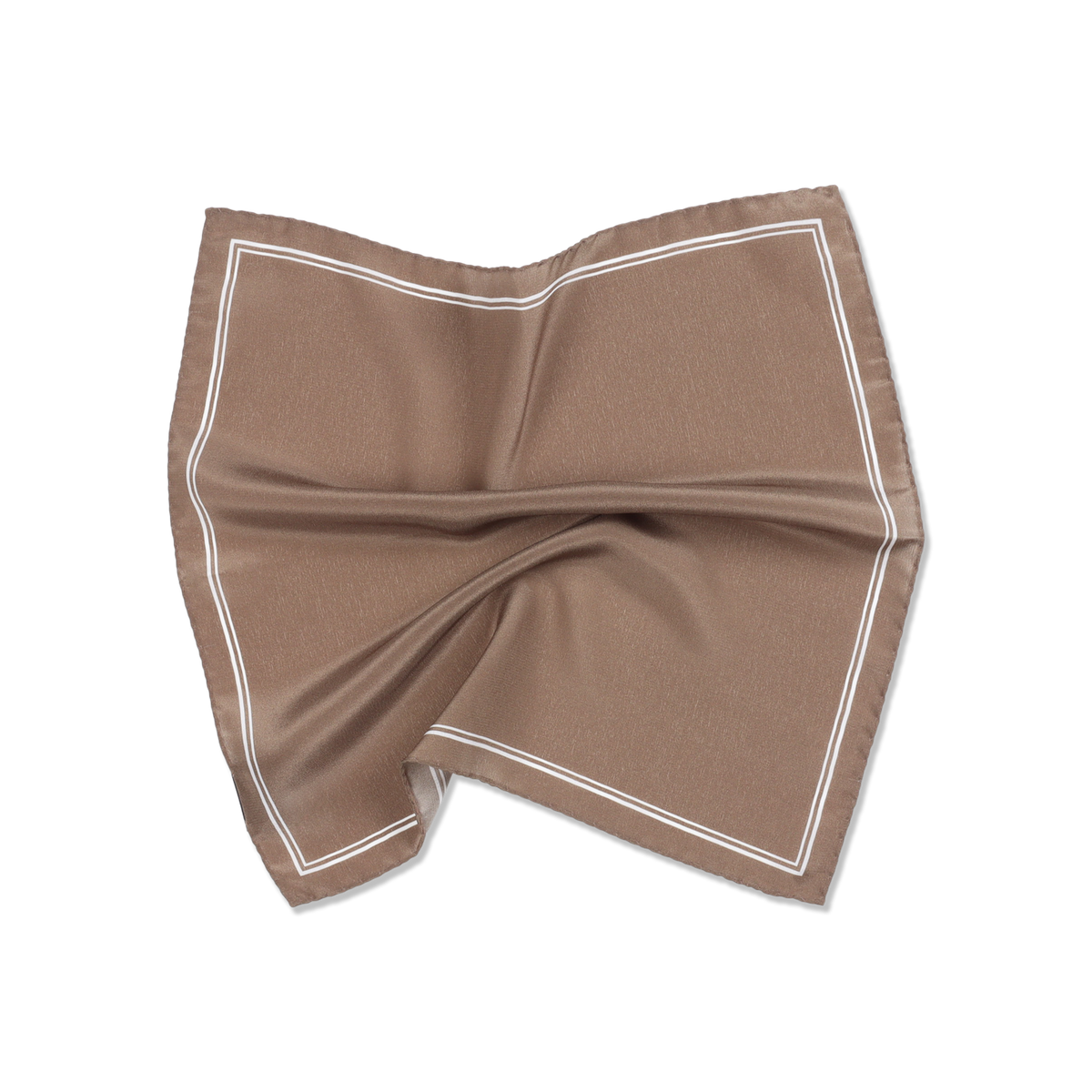 
                  
                    Silk Pocket Square in Caramel Double Stripe
                  
                