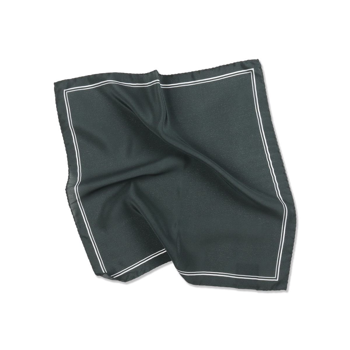 
                  
                    Silk Pocket Square in Olive Double Stripe
                  
                