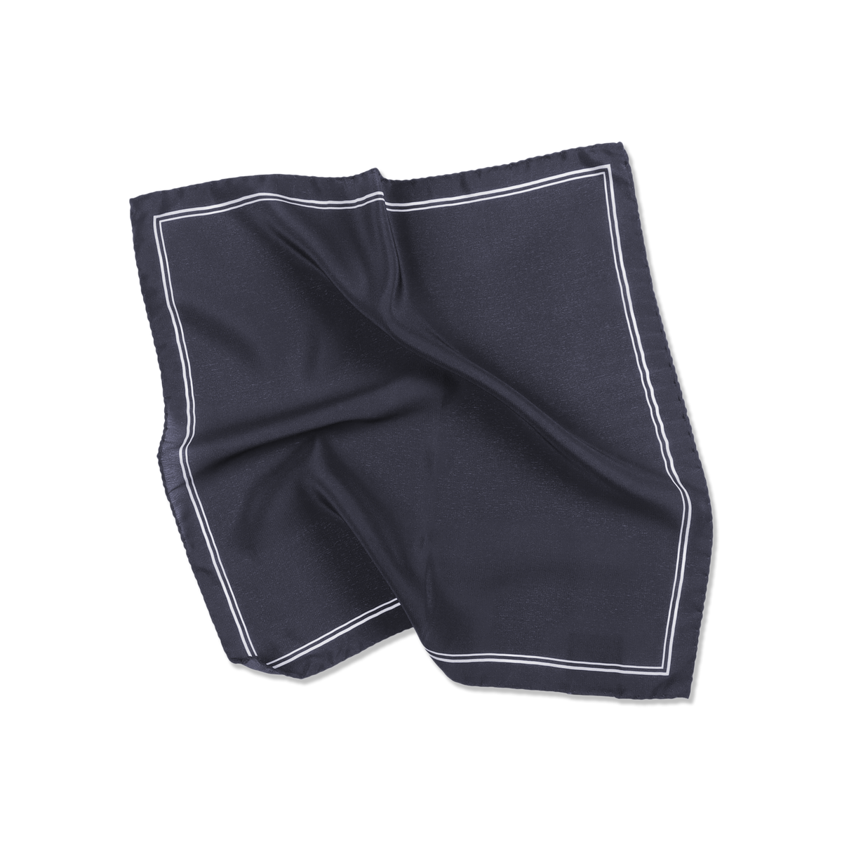 
                  
                    Silk Pocket Square in Navy Double Stripe
                  
                