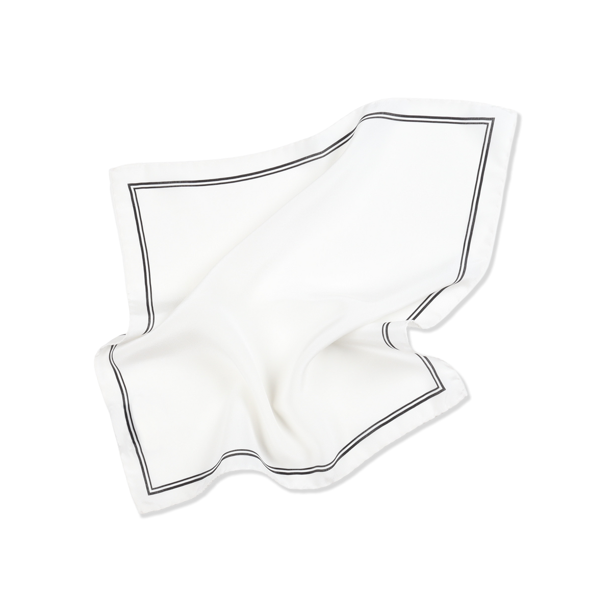 
                  
                    Silk Pocket Square in White Double Stripe
                  
                