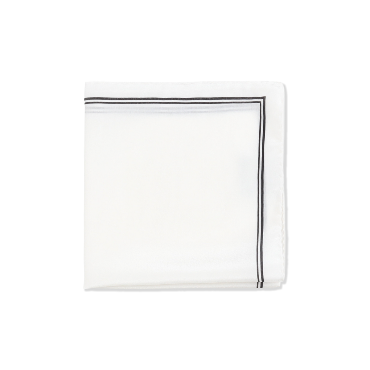 
                  
                    Silk Pocket Square in White Double Stripe
                  
                