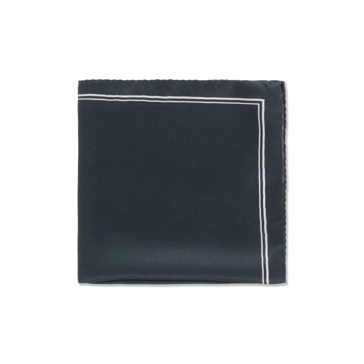 
                  
                    Silk Pocket Square in Navy Double Stripe
                  
                