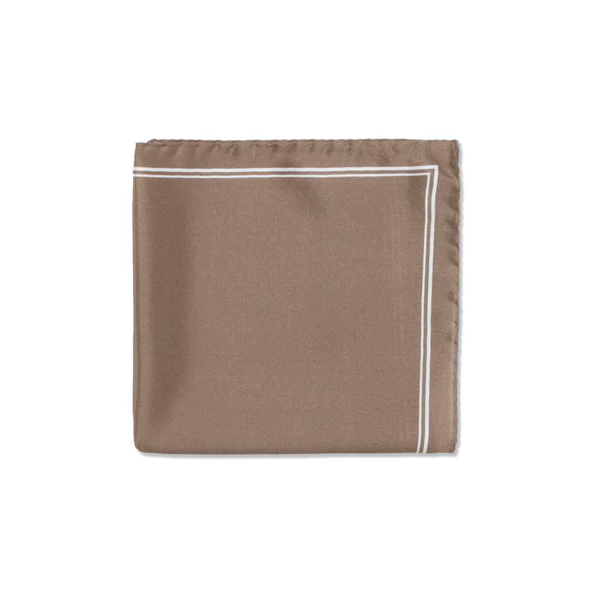 
                  
                    Silk Pocket Square in Caramel Double Stripe
                  
                