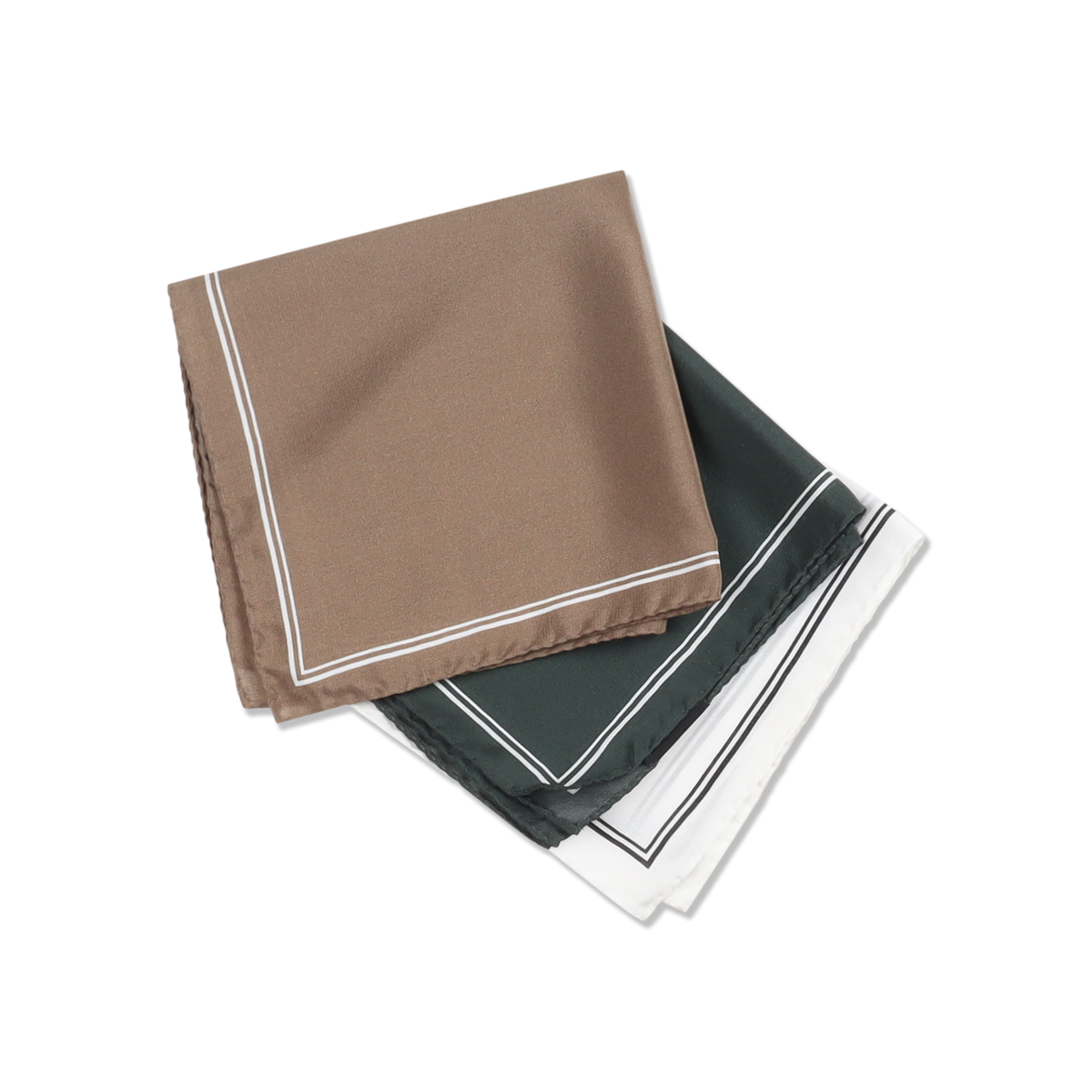 
                  
                    Silk Pocket Square in Caramel Double Stripe
                  
                