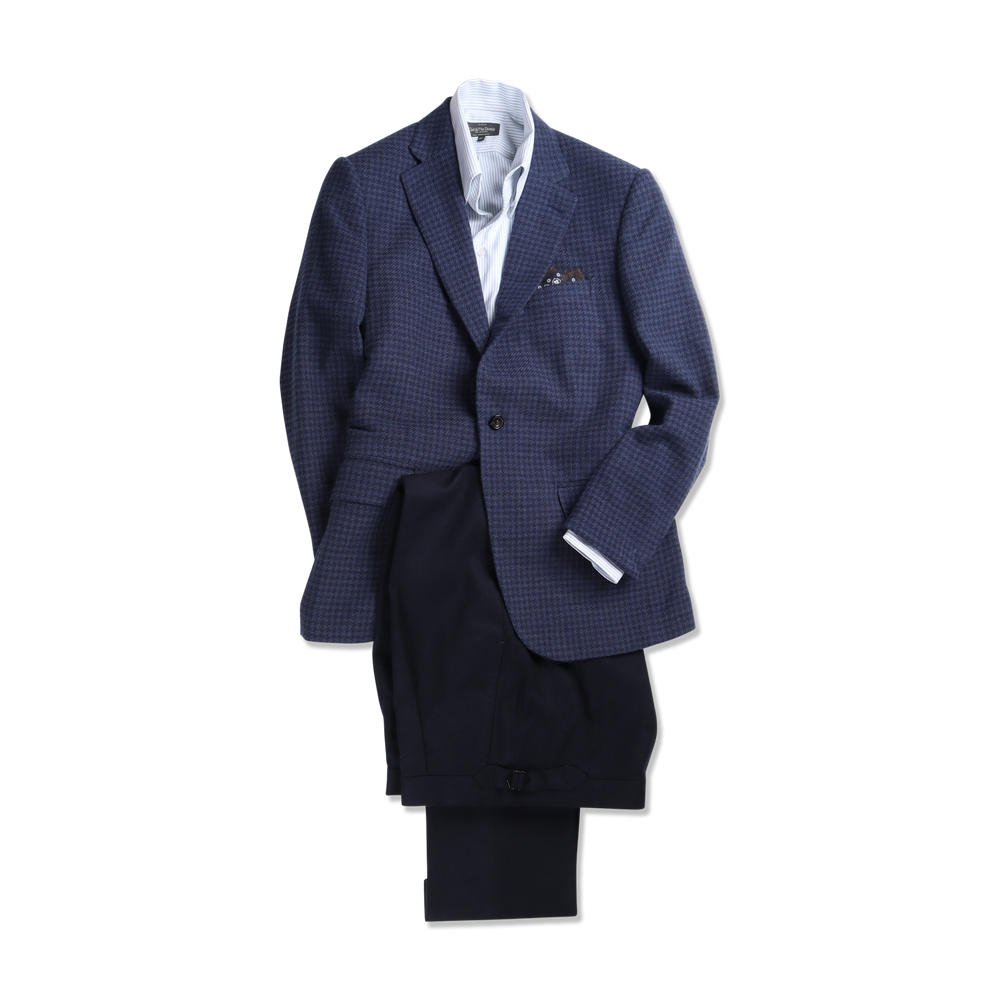 
                  
                    Single Breasted Notch Jacket in Navy Houndstooth
                  
                