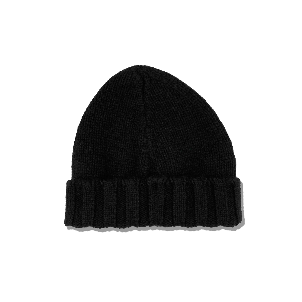 Knitted Pure Cashmere Beanie in Jet Black