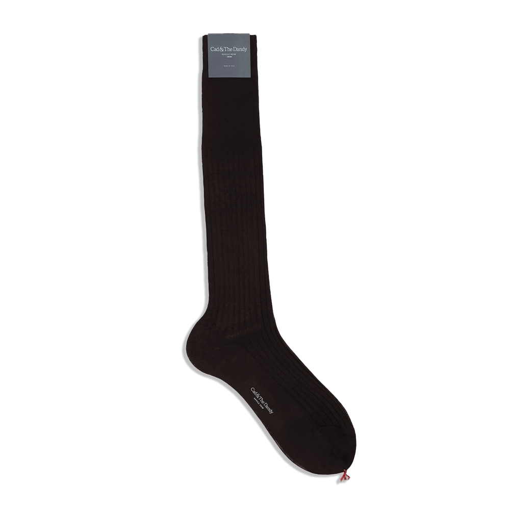 Formal Long Socks in Chocolate Brown Cotton