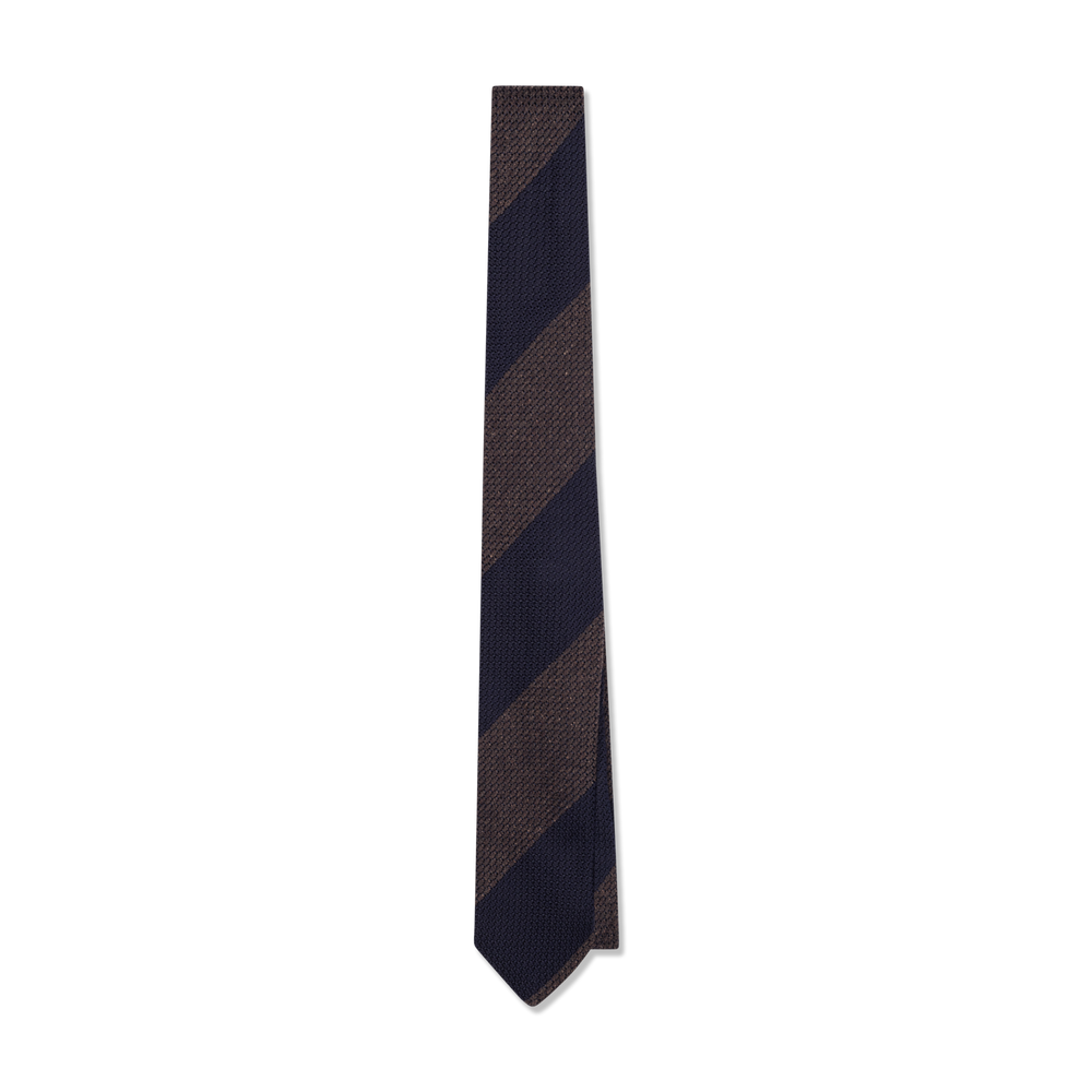 Silk Grenadine Tie in Brown Stripe