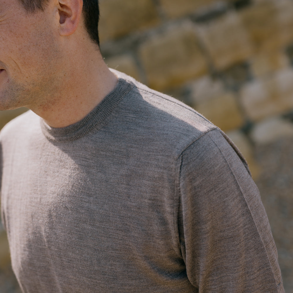 
                  
                    Knitted T-Shirt in Fawn Merino Wool
                  
                