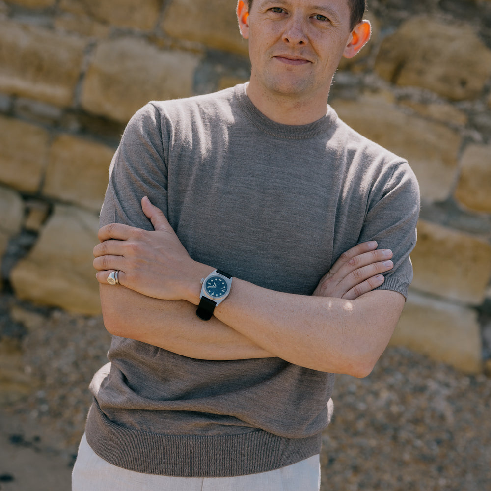 
                  
                    Knitted T-Shirt in Fawn Merino Wool
                  
                