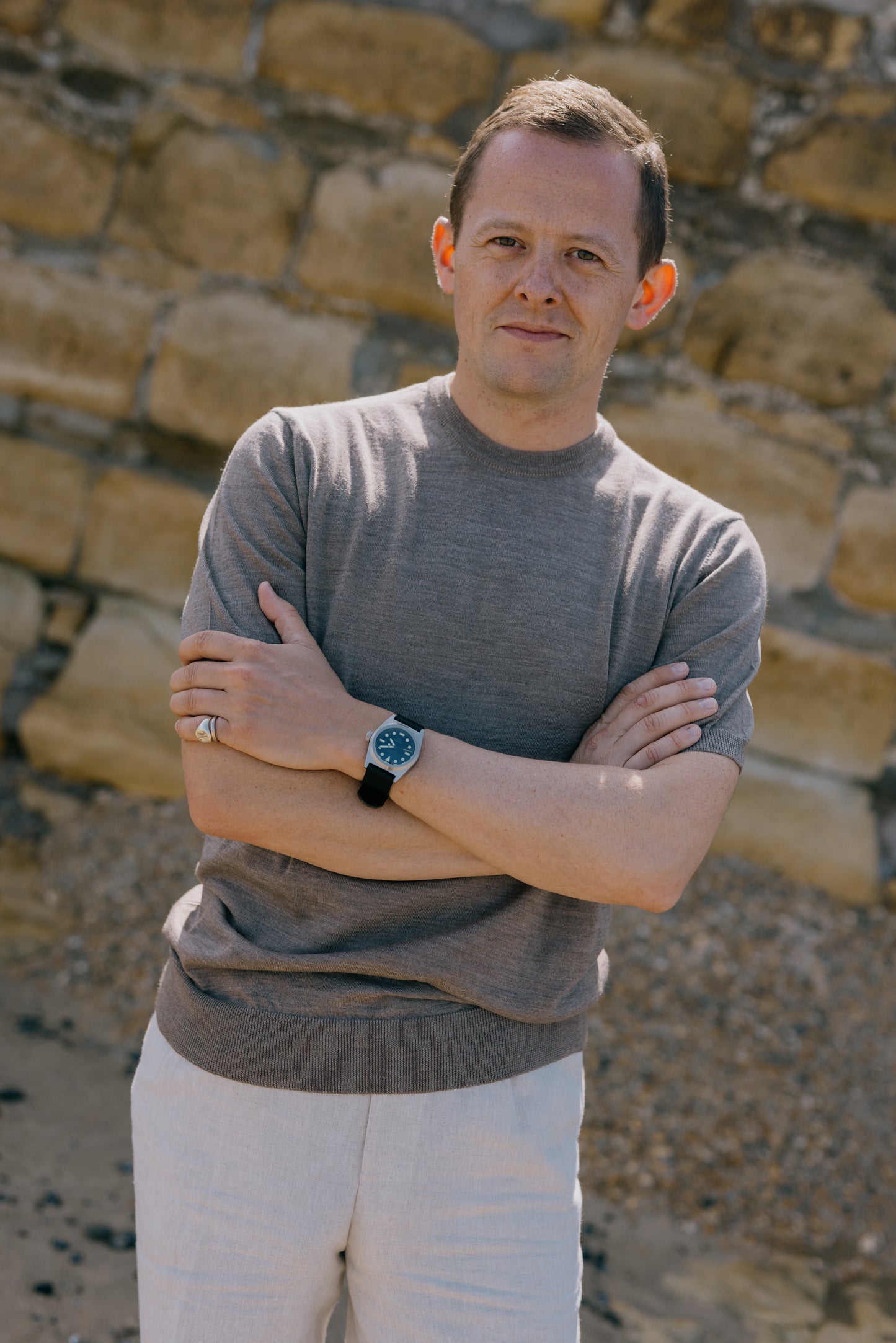 
                  
                    Knitted T-Shirt in Fawn Merino Wool
                  
                