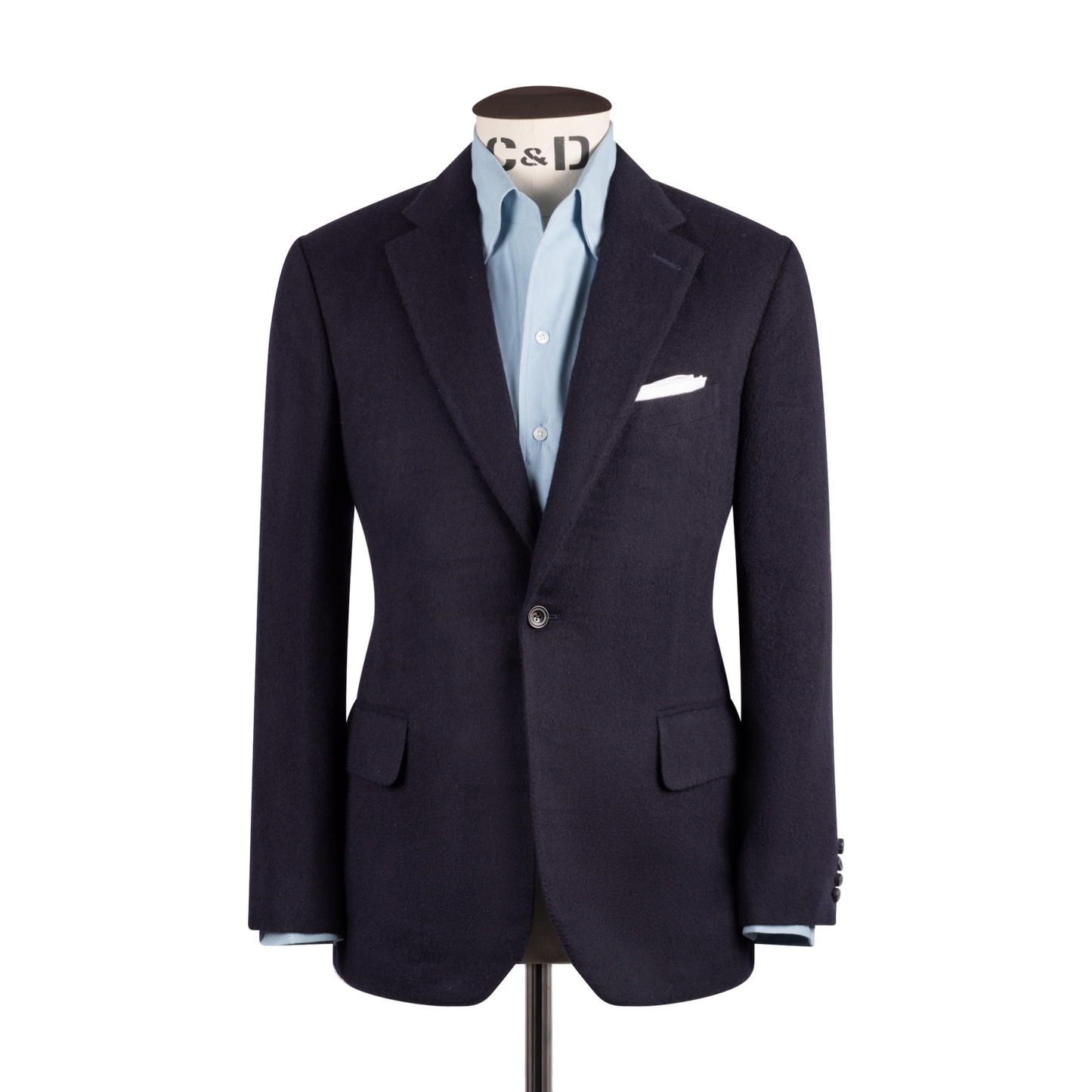 ★Dunst★ HANDMADE CASHMERE COLLARLESS JACKET DEEP NAVY_UDJA Single Breasted Notch Jacket in Navy Pure Cashmere – Cad
