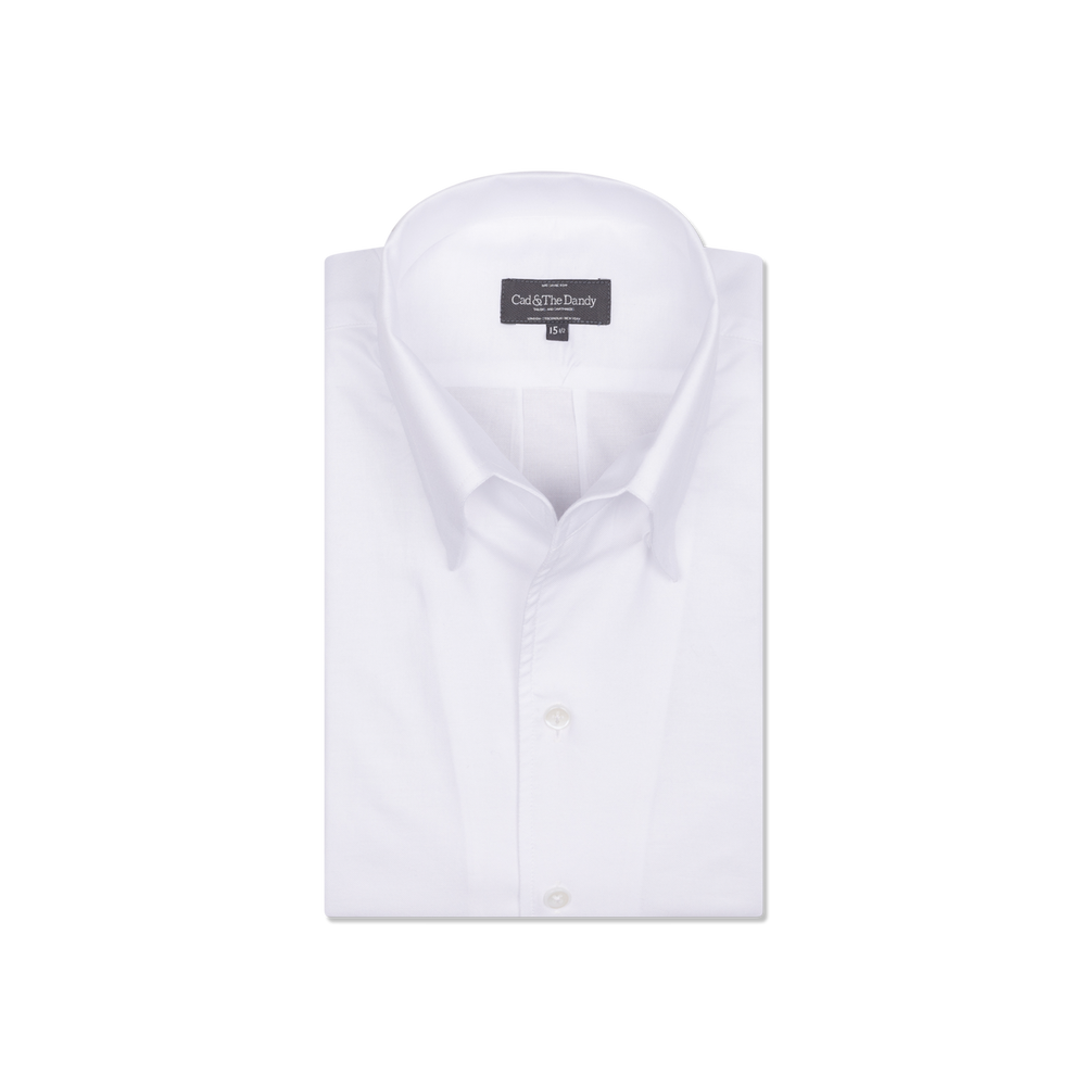 One Piece Button Down Shirt in White Oxford