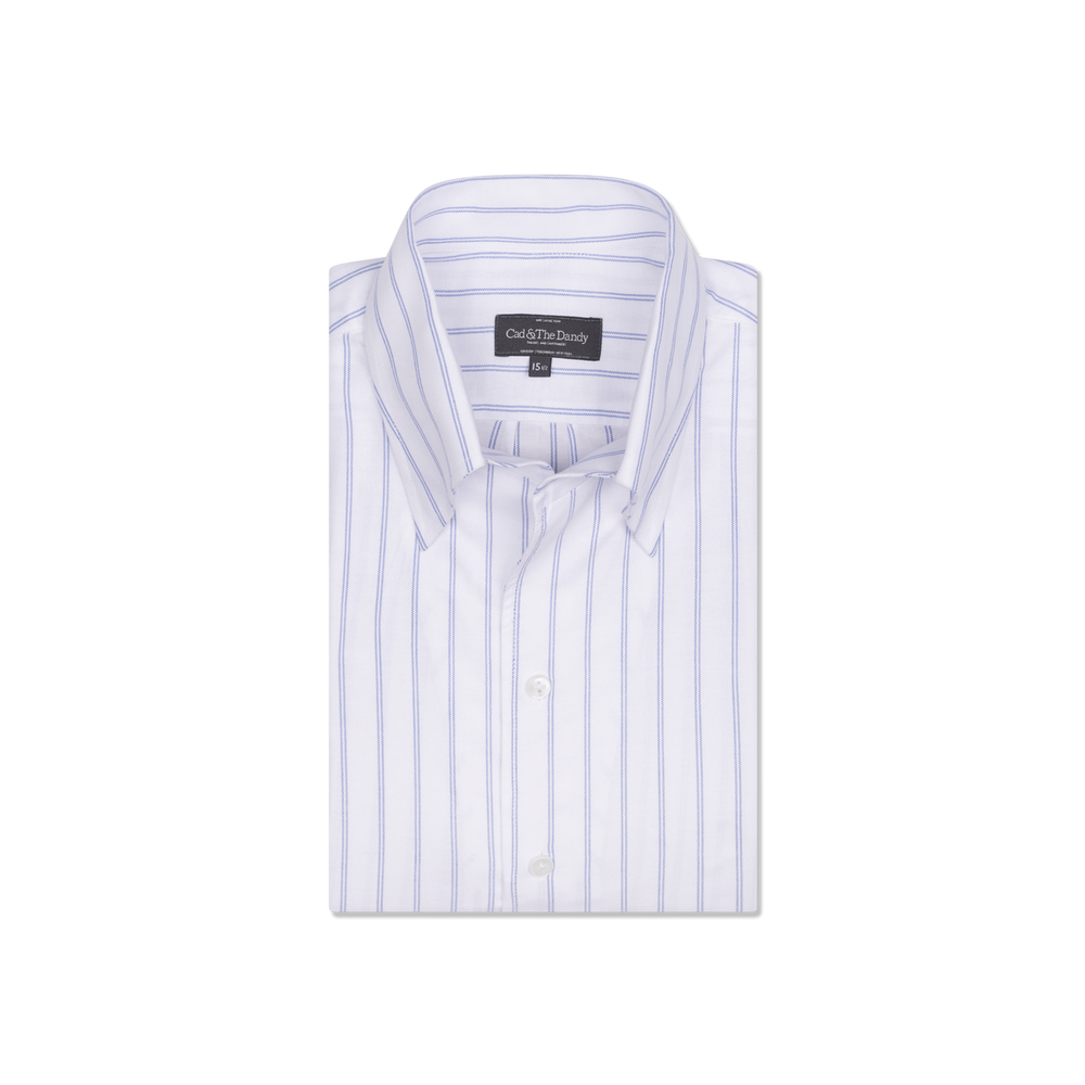 One Piece Button Down Shirt in Blue Stripe Oxford