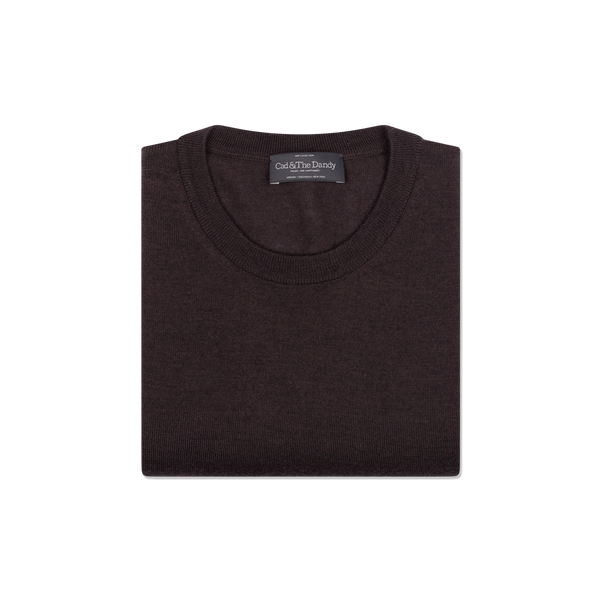 Knitted T-Shirt in Off Chocolate Brown Merino Wool – Cad & The