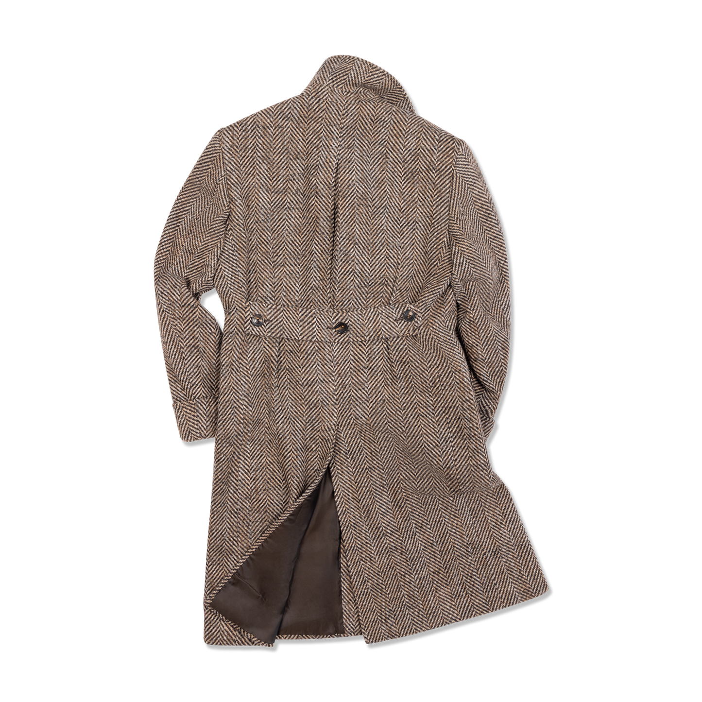 
                  
                    Greatcoat in Brown Herringbone Wool
                  
                