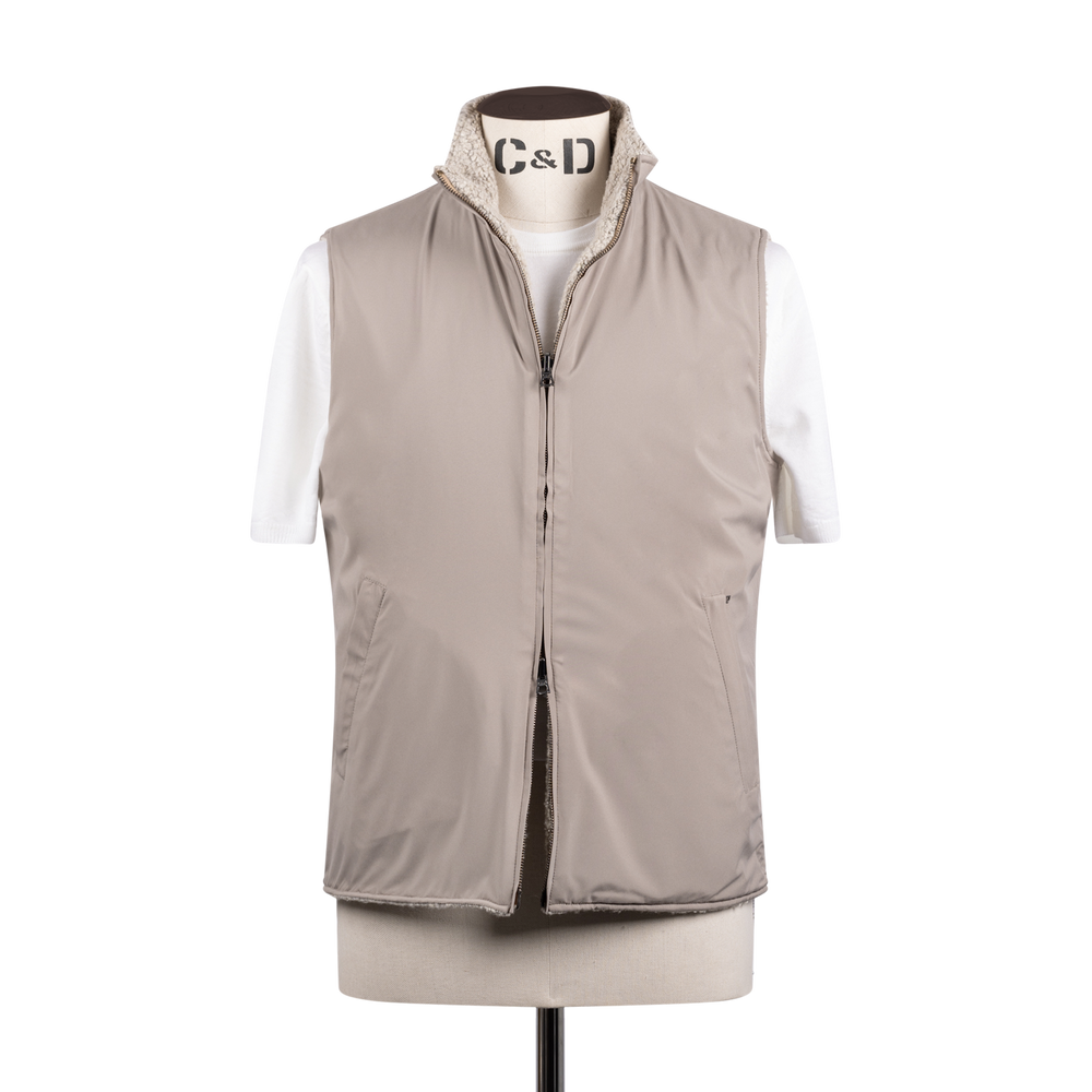 Technical Zip Gilet in Cream