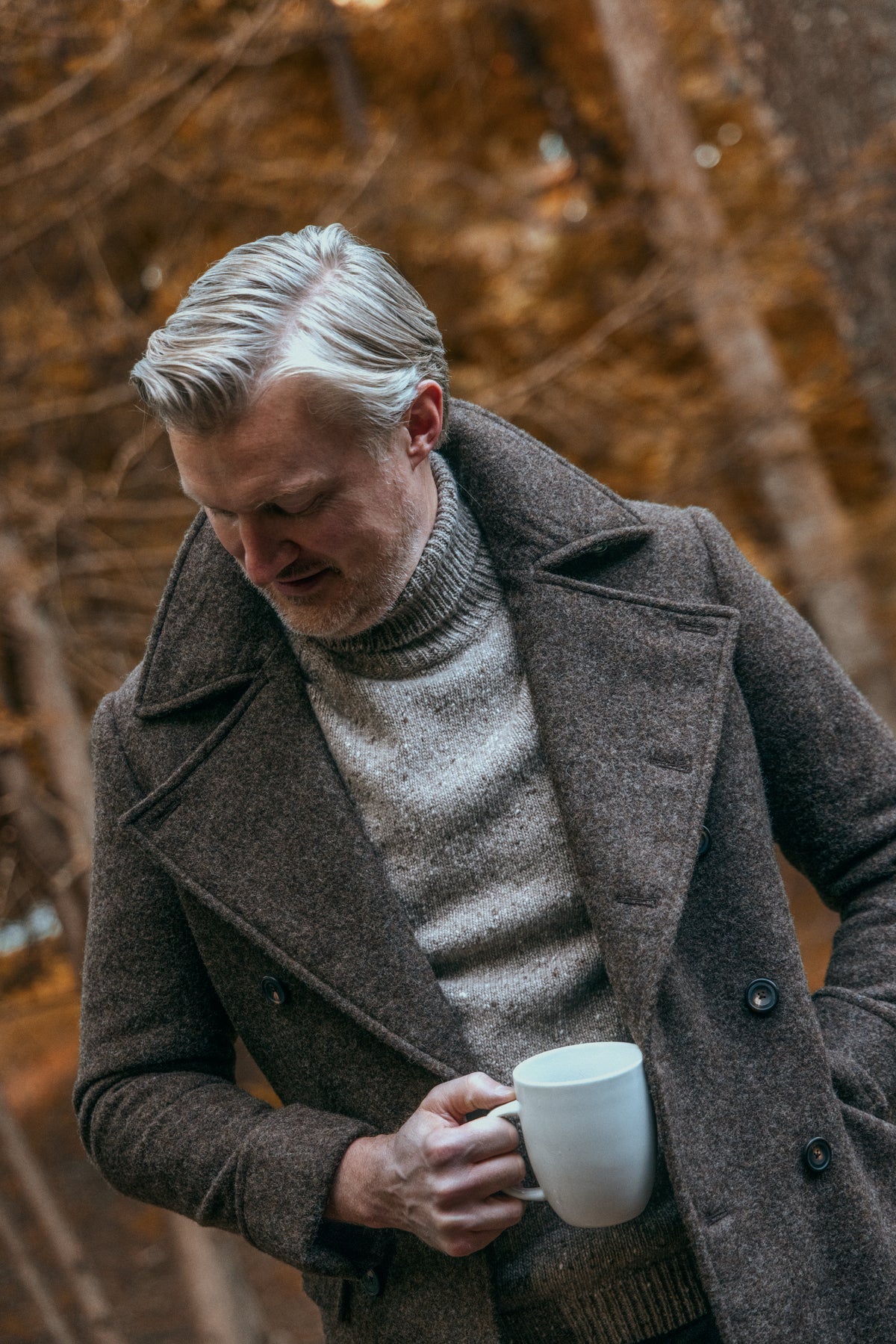 
                  
                    Greatcoat in Brown Brushed Melton
                  
                