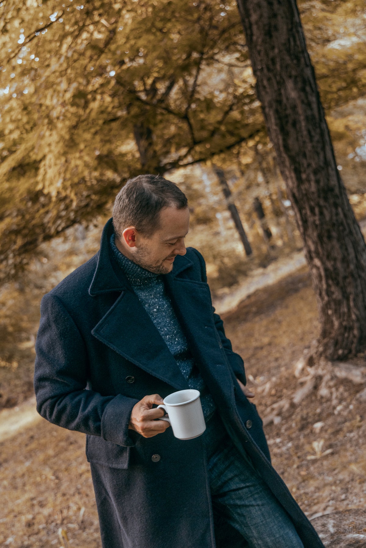 
                  
                    Greatcoat in Navy Brushed Melton
                  
                