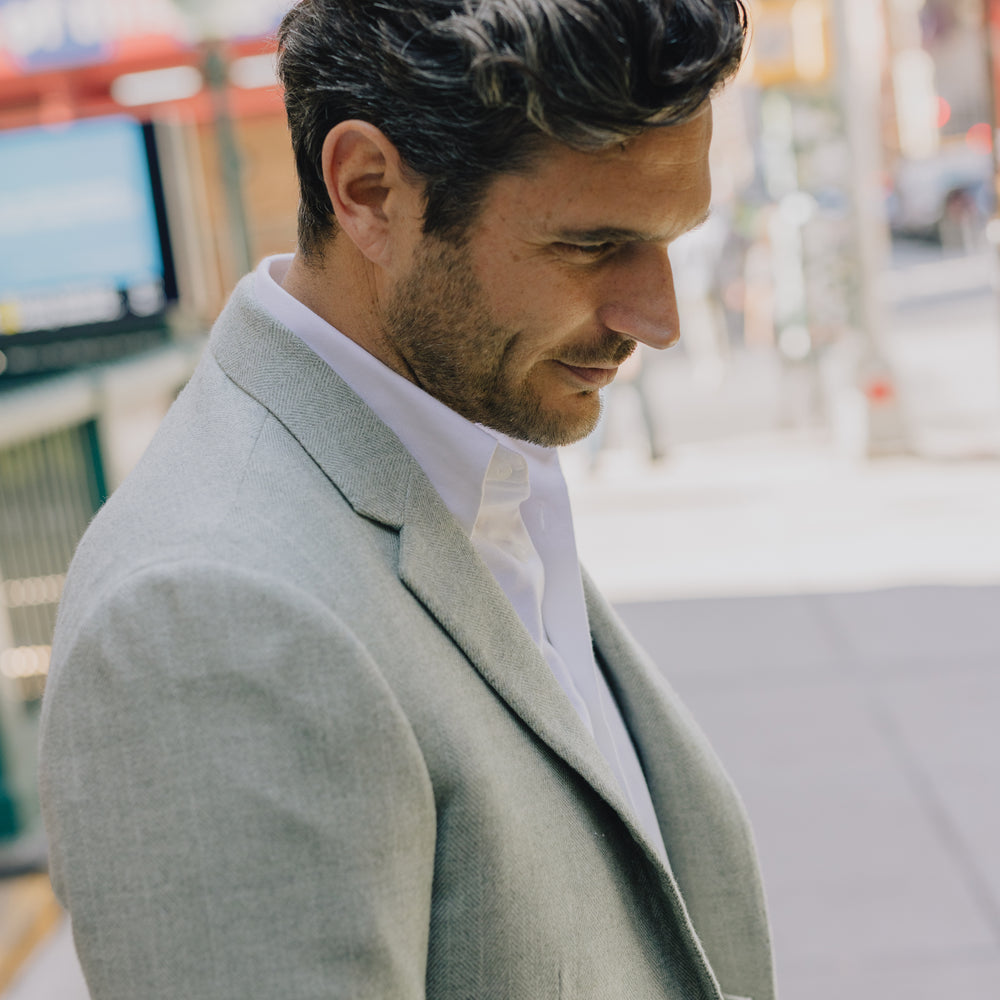 
                  
                    One Piece Button Down Shirt in White Oxford
                  
                