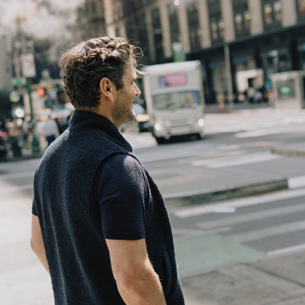 
                  
                    Knitted T-Shirt in Marine Merino Wool
                  
                