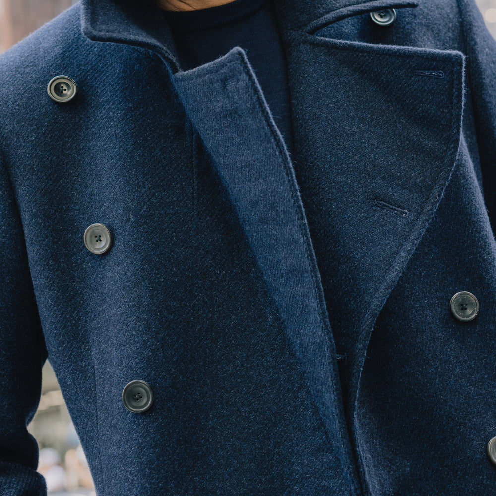 
                  
                    Greatcoat in Navy Twill Wool
                  
                