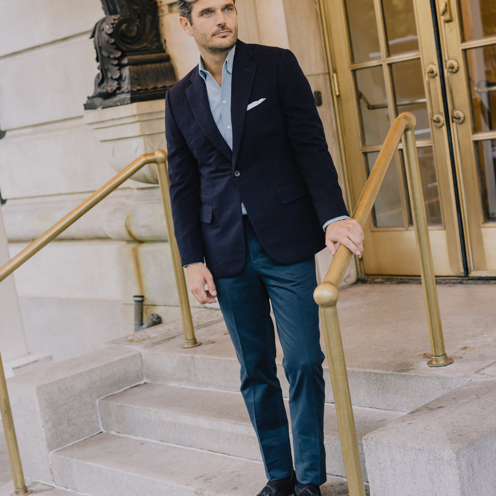 
                  
                    Single Breasted Notch Jacket in Navy Pure Cashmere
                  
                