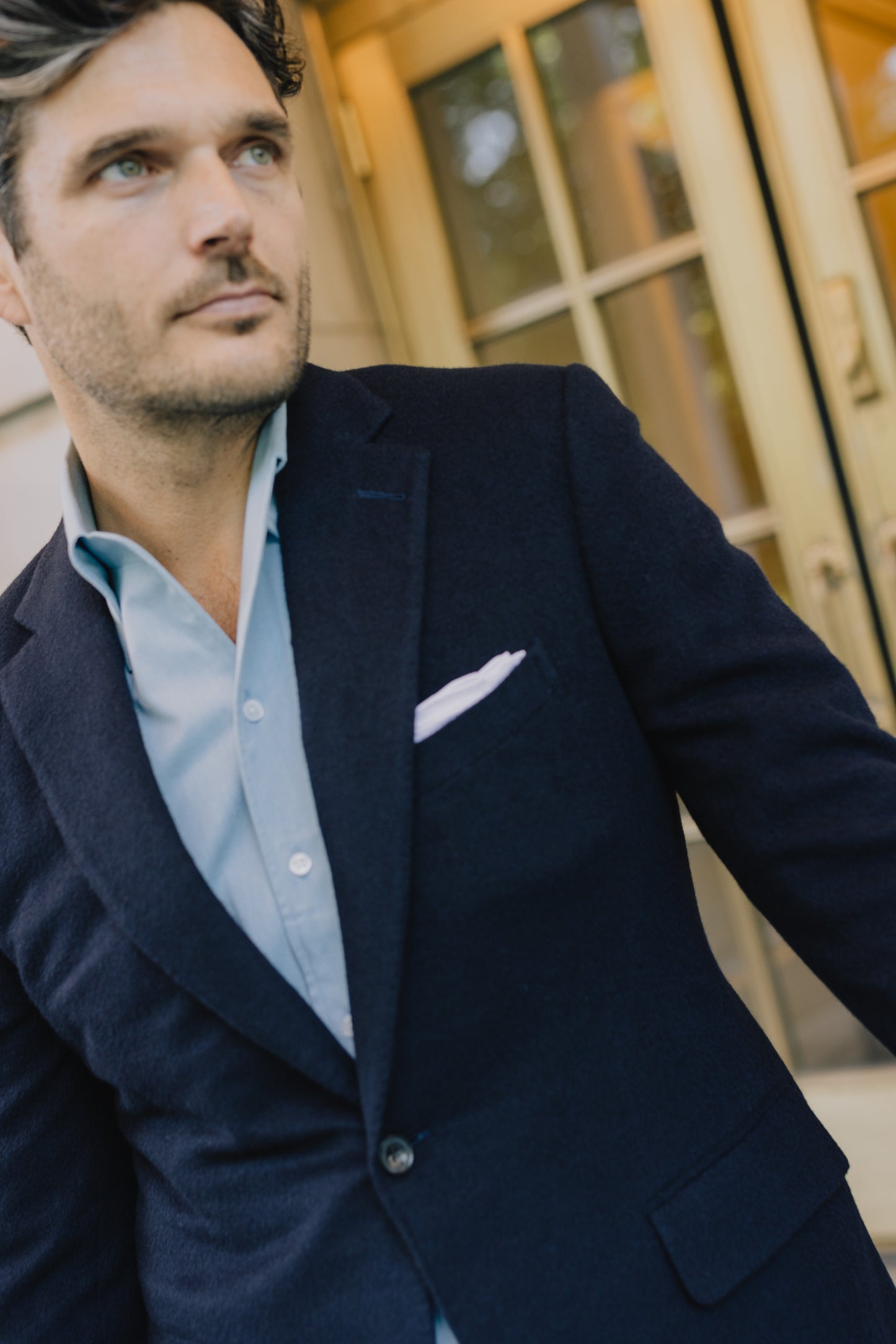 
                  
                    Single Breasted Notch Jacket in Navy Pure Cashmere
                  
                